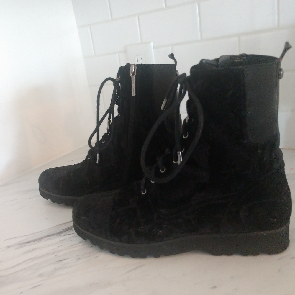 Black Velvet combat boots